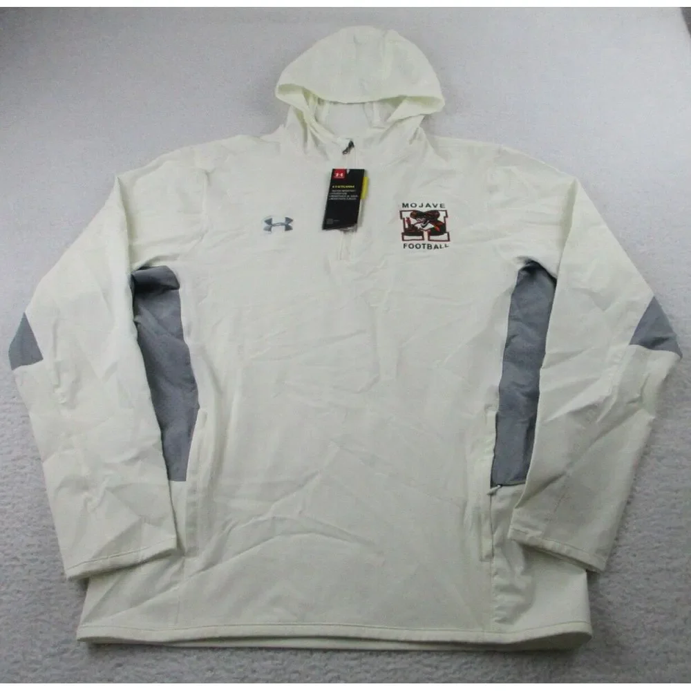NWT Under Armour Jacket Mens Medium Hoodie Ivory Heatgear Zip Training Sweater M